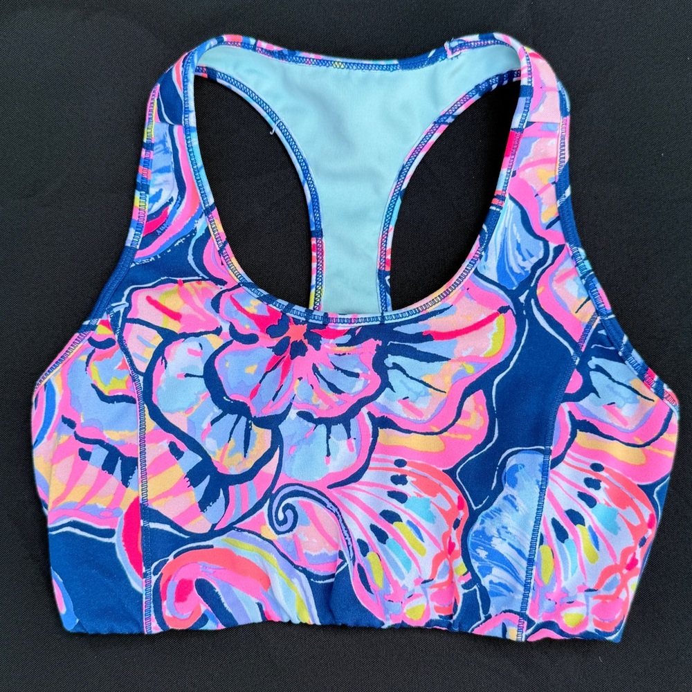 Lilly Pulitzer Luxletic Teegan Racerback Sports Bra in Boho Bateau Pattern XS